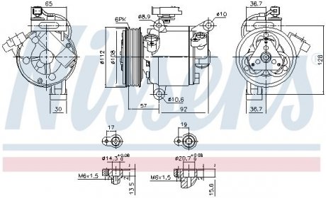 Компрессор PEUGEOT 108 (14-) 1.2 VTi NISSENS 890638 (фото 1)