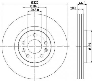 Диск гальмівний перед.Renault Clio Iv, Espace V, Grand Scenic Iii, Grand Scenic Iv, Laguna, Laguna Iii, Megane Iii, Megane Iv, Scenic Iv 1.2-3.5 10.07- HELLA PAGID 8DD 355 129-111 (фото 1)