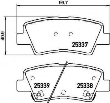 Гальмівні колодки дискові зад. Hyundai I30/Sonata 2.0 CRDi 06-/Kia Carens 13-/Ceed 12-/Ssangyong New Actyon/Korando 10- HELLA PAGID 8DB 355 019-981 (фото 1)