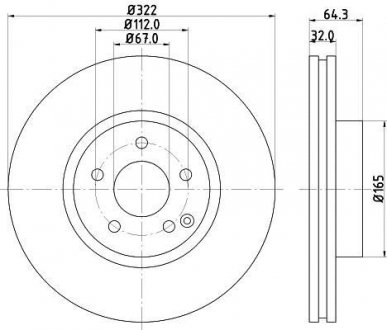 Гальмівний диск перед. DB C (W204, C204), E (W212, C207, A207), SLK (R172) 1.8-3.5 07- HELLA PAGID 8DD 355 129-521 (фото 1)