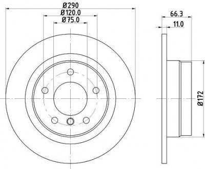 Диск гальмівний задній BMW 1 (F20), 1 (F21), 2 (F22, F87), 2 (F23) 1.5-2.0D 11.10- HELLA PAGID 8DD 355 120-231