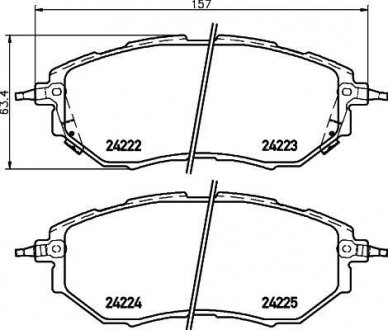 Гальмівні колодки дискові перед. Subaru Tribeca 05-/Forester 12-/Legacy 3,0 03- HELLA PAGID 8DB 355 012-031 (фото 1)