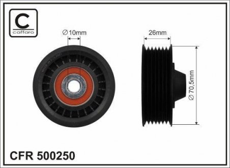 70x10x26 Ролик паска приводного Renault Captur/Clio/Megane 0,9-1,4 09- CAFFARO 500250 (фото 1)