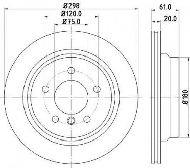 Диск гальмівний задній 298x20mm BMW E39 96-03 HELLA PAGID 8DD 355 104-611 (фото 1)