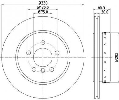 Гальмівні диски (High Carbon) задние BMW 5 F10 HELLA PAGID 8DD 355 120-671 (фото 1)