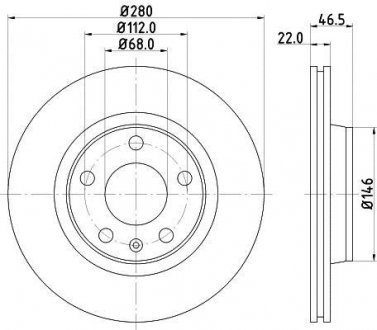 Диск гальмівний VW Passat 96-00 HELLA PAGID 8DD 355 105-531 (фото 1)