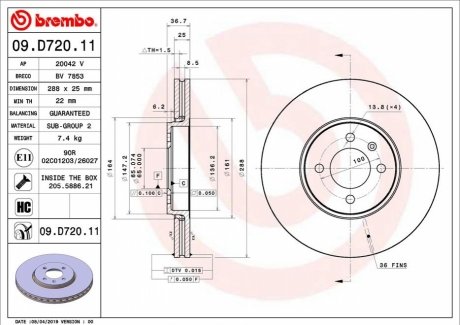 Гальмівний диск BREMBO 09.D720.11