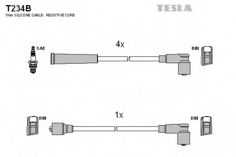 К-т дротів високої напруги не виробл. (аналог T234S не виробл.) Tesla T234B (фото 1)