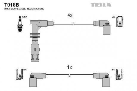К-т дротів високої напруги (аналог T018B не виробл.) Tesla T016B (фото 1)