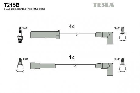 К-т дротів високої напруги (аналог T215S не виробл.) Tesla T215B (фото 1)