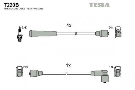 К-т дротів високої напруги (аналог T219B не виробл.) Tesla T220B (фото 1)
