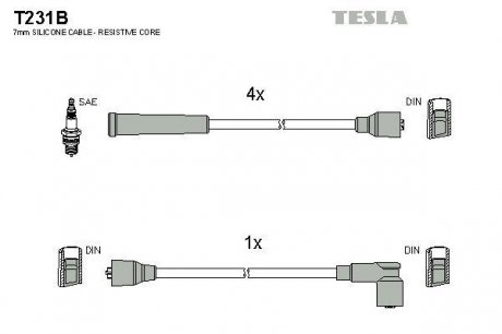 К-т дротів високої напруги (аналог T231S не виробл.) Tesla T231B (фото 1)