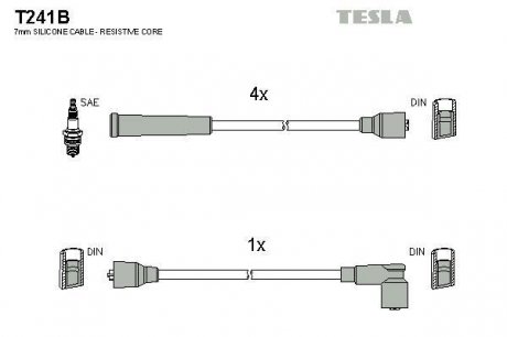 К-т дротів високої напруги (аналог T241S не виробл.) Tesla T241B (фото 1)