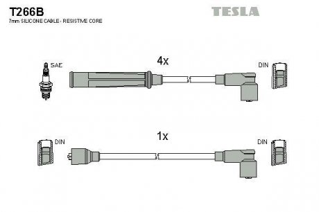 К-т дротів високої напруги (аналог T266S не виробл.) Tesla T266B (фото 1)