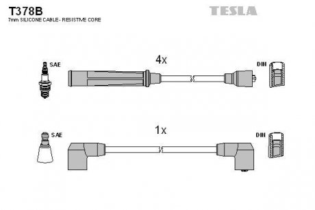 К-т дротів високої напруги (аналог T378S не виробл.) Tesla T378B (фото 1)