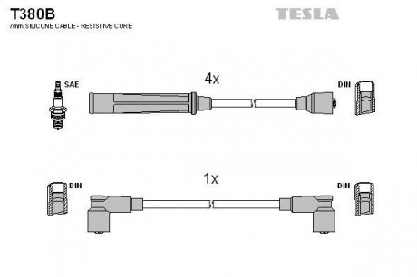 К-т дротів високої напруги (аналог T376B не виробл.) Tesla T380B (фото 1)