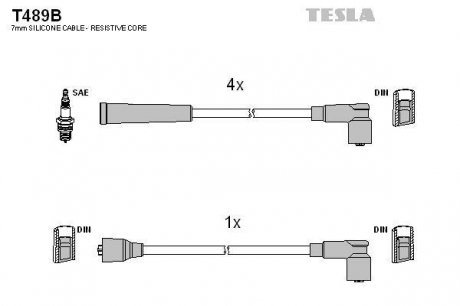 К-т дротів високої напруги (аналог T259B не виробл.) Tesla T489B (фото 1)