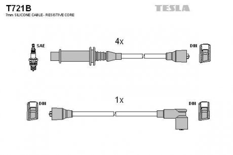 К-т дротів високої напруги (аналог T721S не виробл.) Tesla T721B (фото 1)