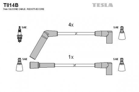 К-т дротів високої напруги (аналог T814S не виробл.) Tesla T814B (фото 1)