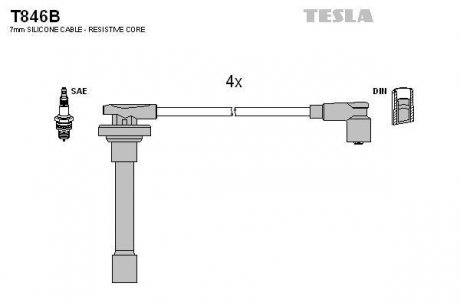 К-т дротів високої напруги (аналог T846S не виробл.) Tesla T846B (фото 1)
