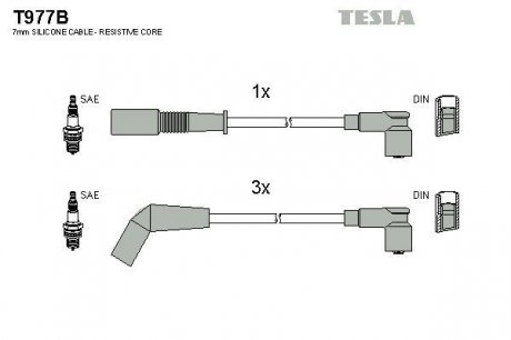 К-т дротів високої напруги (аналог T977S не виробл.) Tesla T977B (фото 1)