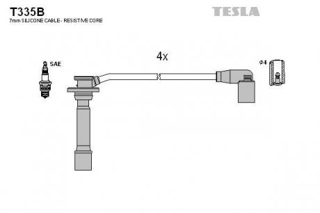 К-т дротів вис. напруги Chery QQ Tesla T335B (фото 1)