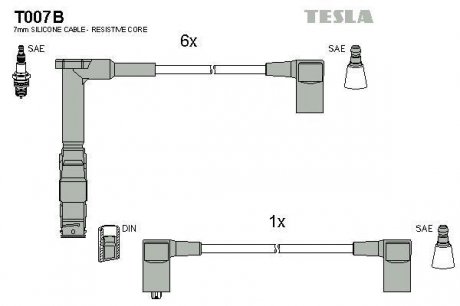 К-т дротів високої напруги Tesla T007B (фото 1)