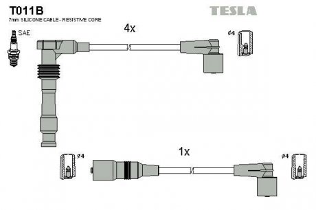 К-т дротів високої напруги Tesla T011B (фото 1)