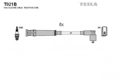 К-т дротів високої напруги Tesla T021B (фото 1)