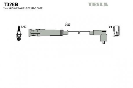 К-т дротів високої напруги Tesla T026B (фото 1)