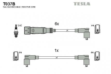 К-т дротів високої напруги Tesla T037B (фото 1)