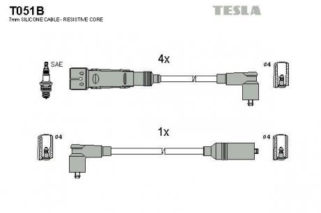 К-т дротів високої напруги Tesla T051B (фото 1)
