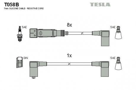 К-т дротів високої напруги Tesla T058B (фото 1)
