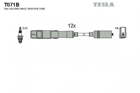 К-т дротів високої напруги Tesla T071B (фото 1)