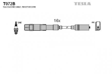 К-т дротів високої напруги Tesla T072B (фото 1)