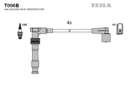 К-т дротів високої напруги Tesla T096B (фото 1)