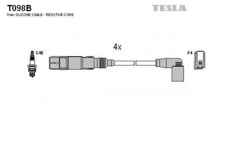 К-т дротів високої напруги Tesla T098B (фото 1)