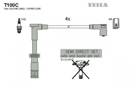 К-т дротів високої напруги Tesla T100C (фото 1)