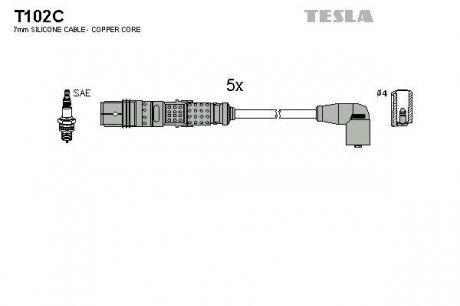 К-т дротів високої напруги Tesla T102C (фото 1)