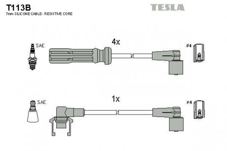 К-т дротів високої напруги Tesla T113B (фото 1)