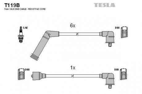 К-т дротів високої напруги Tesla T119B (фото 1)