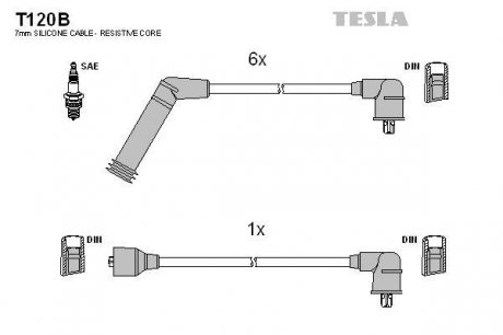 К-т дротів високої напруги Tesla T120B (фото 1)