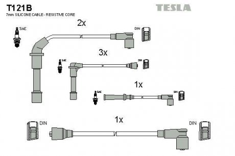 К-т дротів високої напруги Tesla T121B (фото 1)