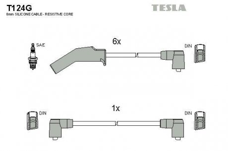 К-т дротів високої напруги Tesla T124G (фото 1)