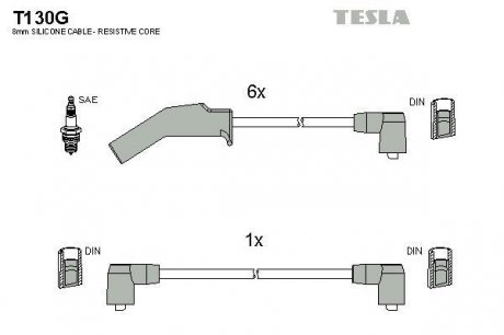 К-т дротів високої напруги Tesla T130G (фото 1)