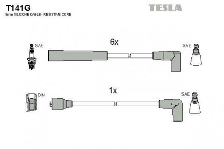 К-т дротів високої напруги Tesla T141G (фото 1)