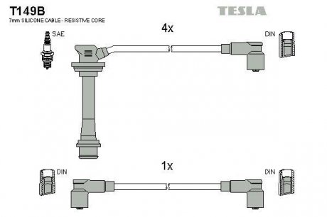 К-т дротів високої напруги Tesla T149B (фото 1)