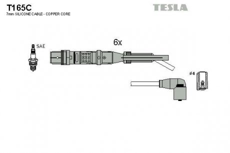 К-т дротів високої напруги Tesla T165C (фото 1)