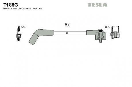 К-т дротів високої напруги Tesla T188G (фото 1)