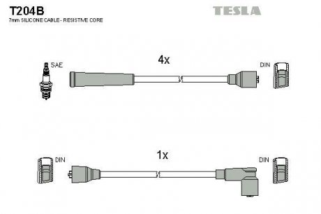 К-т дротів високої напруги Tesla T204B (фото 1)